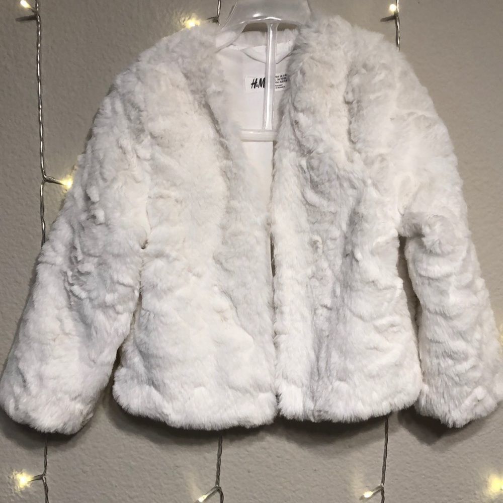 NWOT H&M Toddler Size 2-4T Beautiful Lined White Fur Jacket